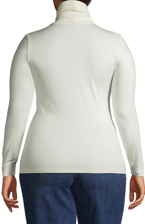 Shop Lands' End Plus Size Lightweight Jersey Skimming Long Sleeve Turtleneck In Ivory