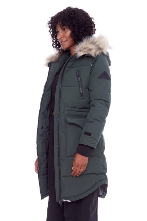 Alpine North Ukon Women's Vegan Down (recycled) Drawstring Parka In Deep Green