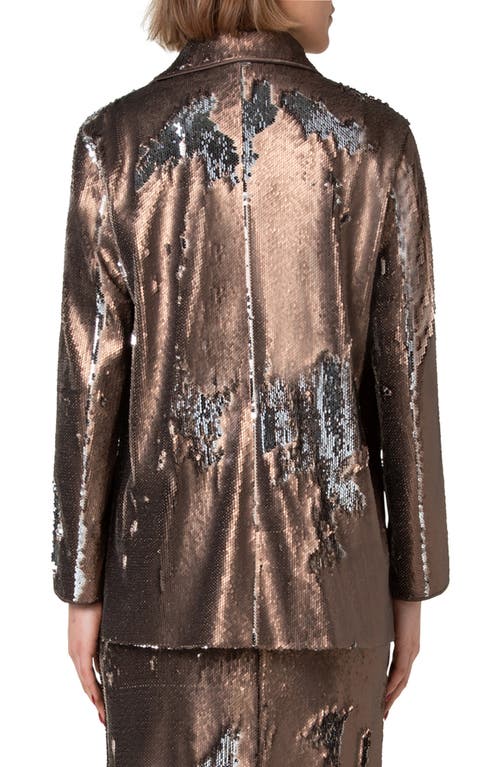 Akris Flip Sequin Jacket In Vicuna-silver