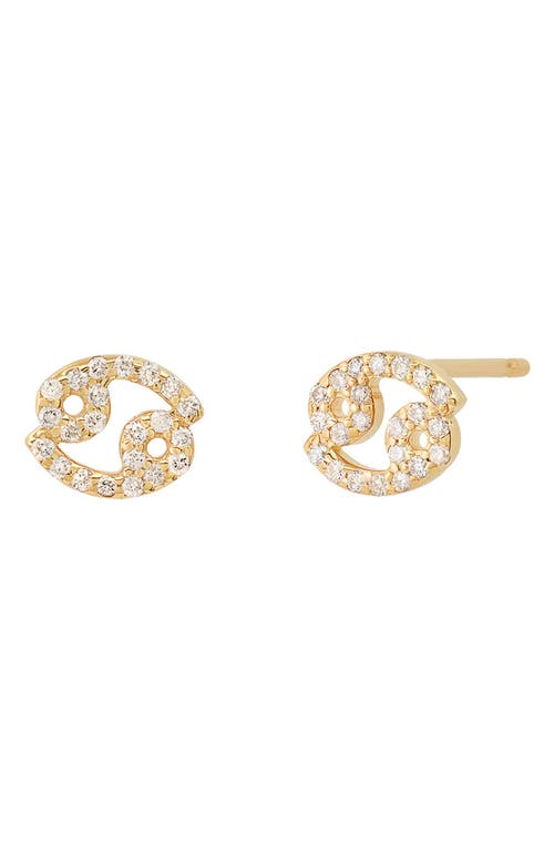 Zodiac Diamond Stud Earrings in 14K Yellow Gold - Cancer