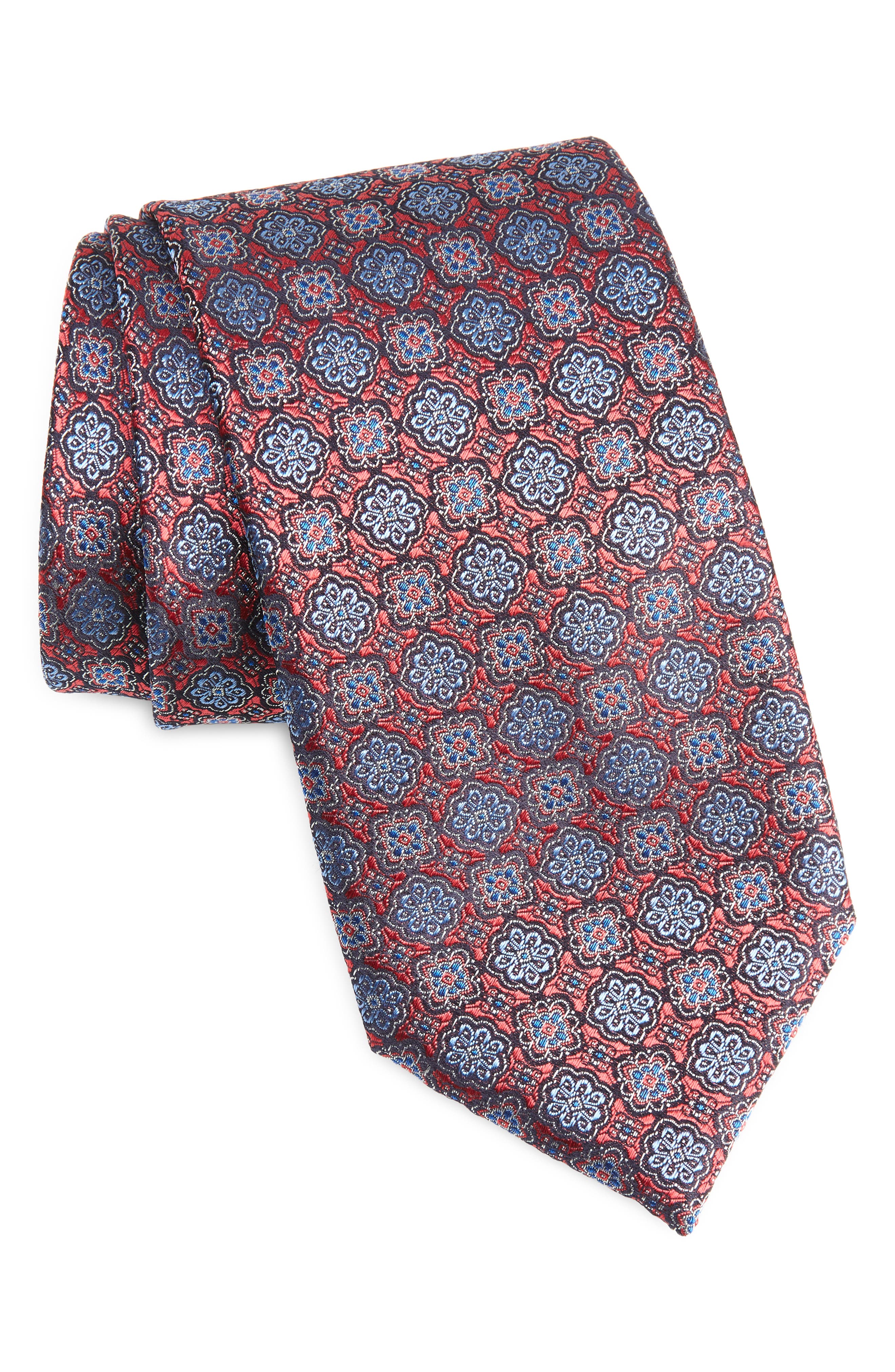 Canalimens Ties Floral Medalion Silk Tie in Purple at Nordstrom Ties