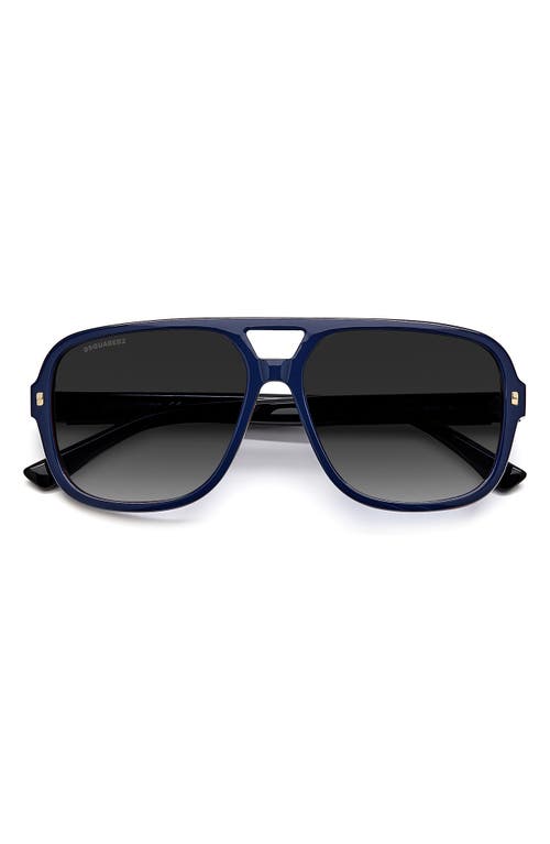 Dsquared2 59mm Polarized Navigator Sunglasses in Blue Black /Grey Shaded