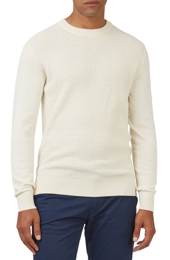 Ben Sherman Textured Front Crew Neck Sweater In Ivory