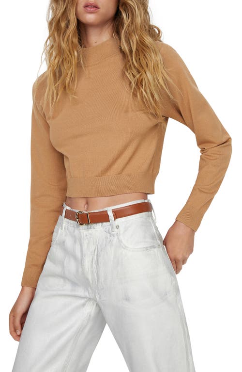 MANGO Crop Sweater in Medium Brown at Nordstrom, Size X-Large