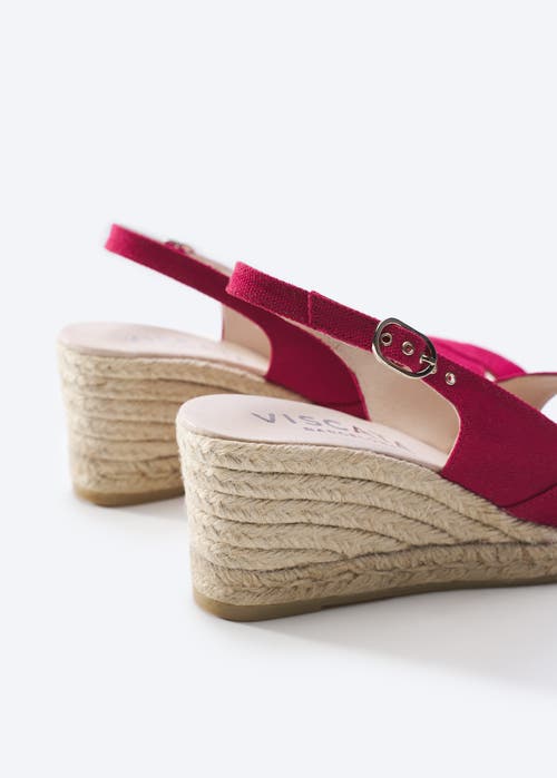 Viscata Llansa Canvas Espadrille Sandal Wedges In Cherry