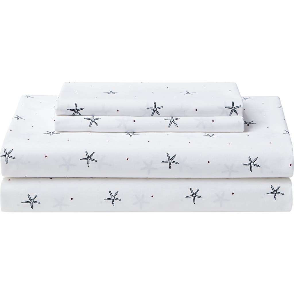 Nautica Star Spangled Coastal Twin Sheet Set In White/dark Blue