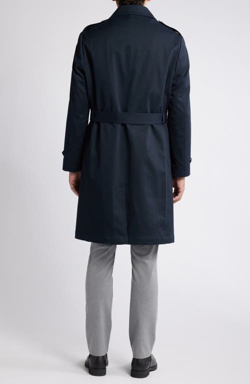 Hart Schaffner Marx Bridgeport Water Resistant Double Breasted Trench Coat In Navy