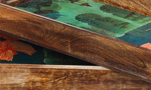 Tiramisu Sunshine Springs 3-piece Decorative Trays In Green Multi