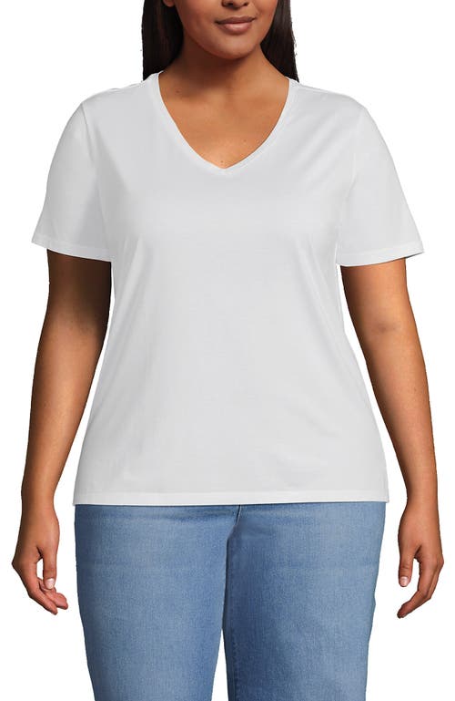 Shop Lands' End Plus Size Relaxed Supima Cotton V-neck T-shirt In White