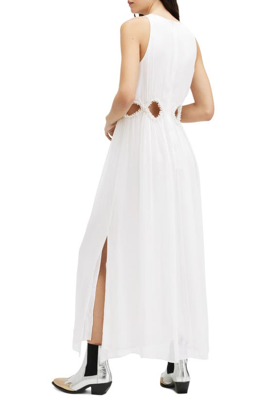 Shop Allsaints Mabel Beaded Cutout Detail Maxi Dress In Off White