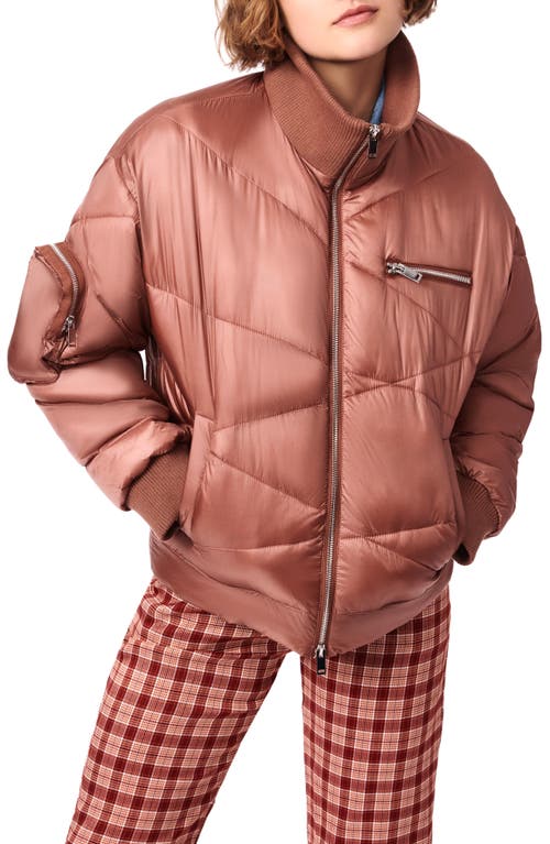BERNIE Abstract Quilted Short Puffer Jacket in Rich Copper