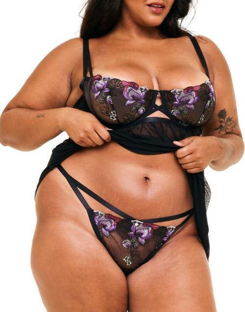 Adore Me Delilah G-string Panties In Floral Purple