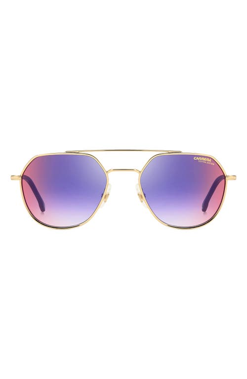 Carrera Eyewear 53mm Gradient Round Sunglasses In Black Gold B/blue Sf Red
