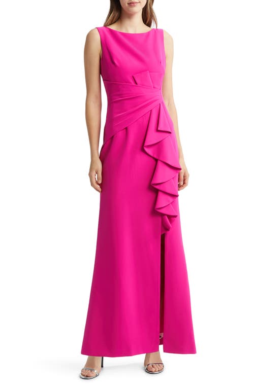 Ruffle Front Gown in Fuchsia