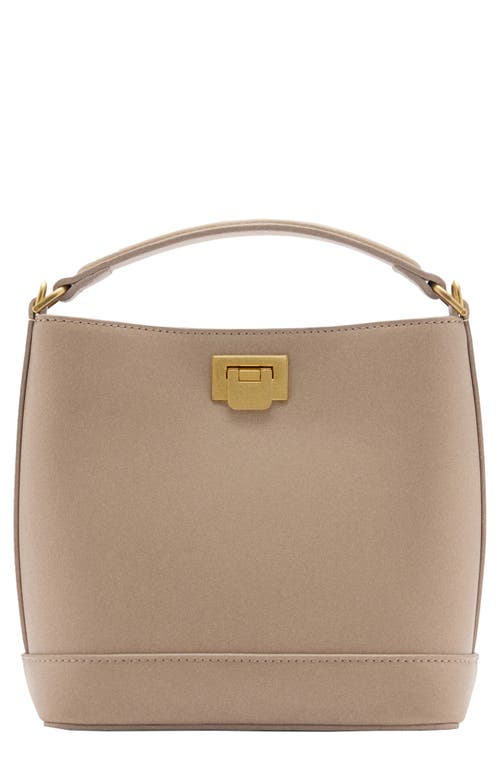 Shop Mango Mini Faux Leather Shopper Bag In Light/pastel Brown