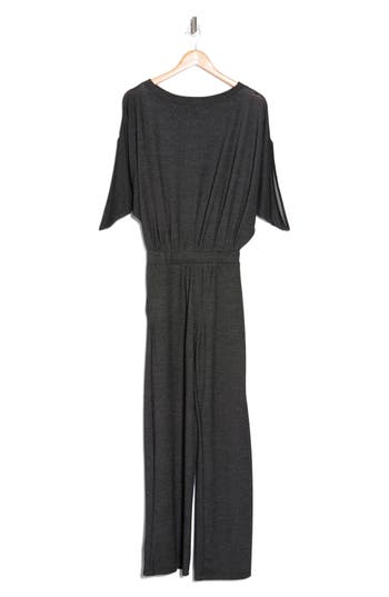 Go Couture Raglan Sleeve Jumpsuit In Two-tone Black