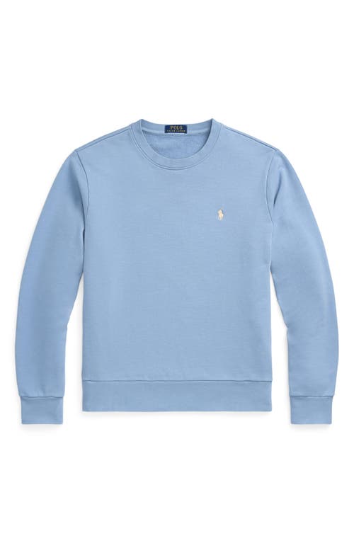 Shop Polo Ralph Lauren Embroidered Logo Cotton French Terry Sweatshirt In Channel Blue