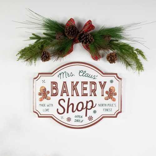 Shop Northlight Gingerbread "mrs. Claus' Bakery Shop" Metal Christmas Wall Sign In White