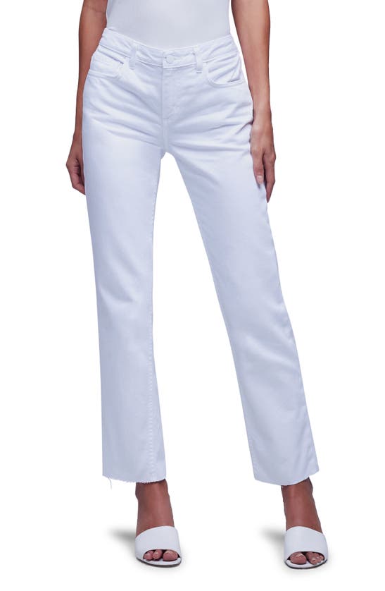 Shop L Agence Milana Stovepipe Straight Leg Jeans In Blanc