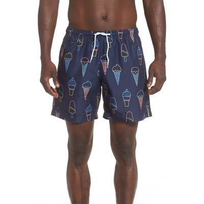 Trunks Surf & Swim Co. Ice Cream Print Swim Trunks, Blue