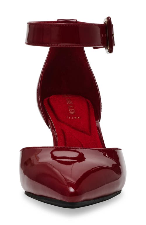 Anne Klein Fararia Pointed Toe Kitten Heel Pump In Burgundy Patent