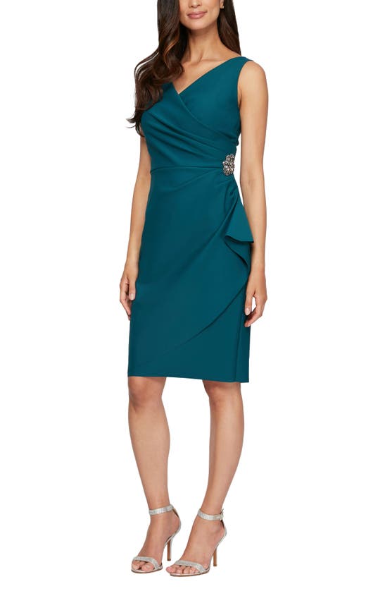 ALEX EVENINGS ALEX EVENINGS CONTOUR COLLECTION SIDE RUCHED COCKTAIL DRESS