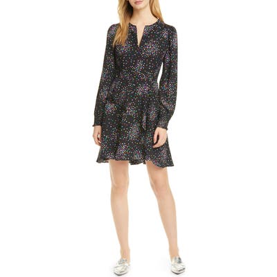 Kate Spade New York Confetti Cheer Long Sleeve Fit & Flare Dress, Black