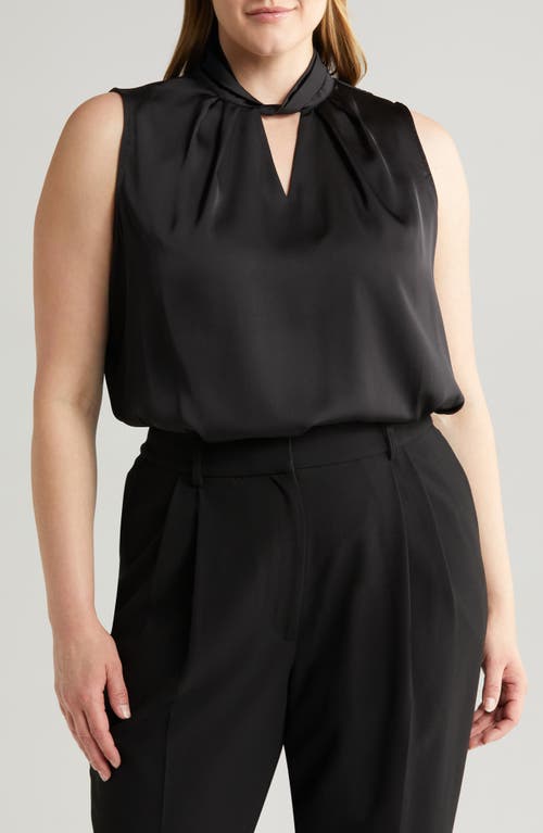 halogen(r) Twist Neck Sleeveless Top Rich Black at Nordstrom,