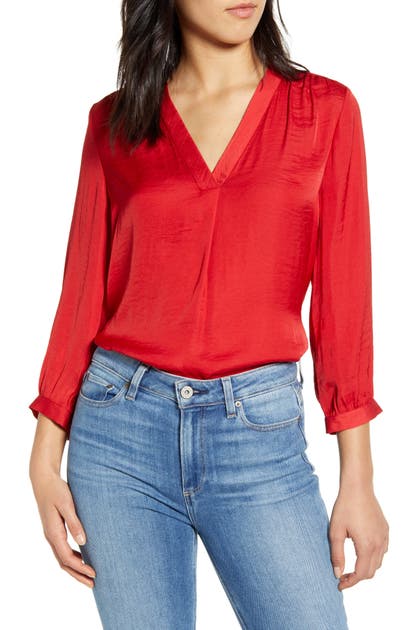 Vince Camuto Rumple Fabric Blouse In Rhubarb