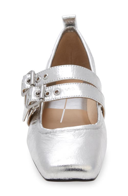 Shop Dolce Vita Ashlyn Mary Jane Flat In Silver Distressed Leather