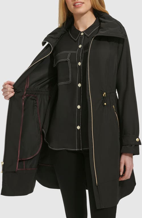 Cole Haan Travel Packable Hooded Rain Jacket In Black