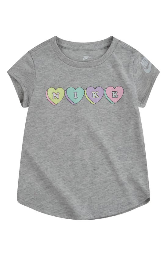 Nike Babies' Kids' Candy Heart Graphic T-shirt In Grey Heather