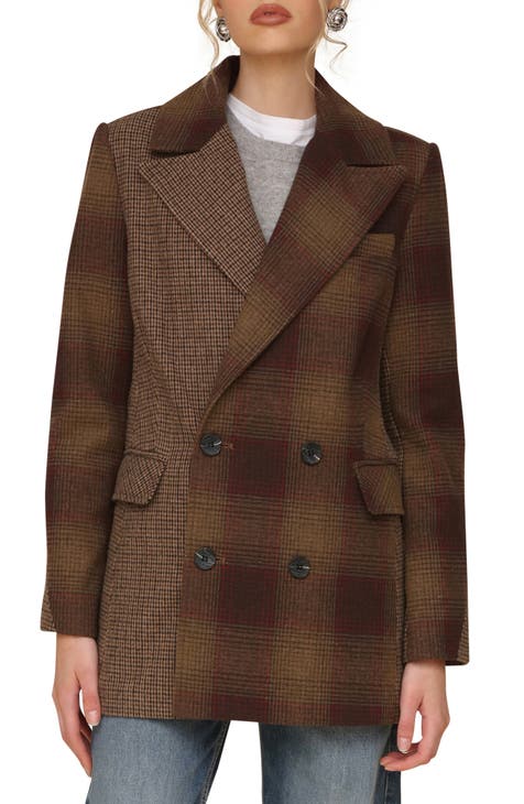 Faux Fur Patchwork Lapel Double-breasted Blazer Jacket Faux Fur Patchwork Lapel Double-breasted Blazer Jacket