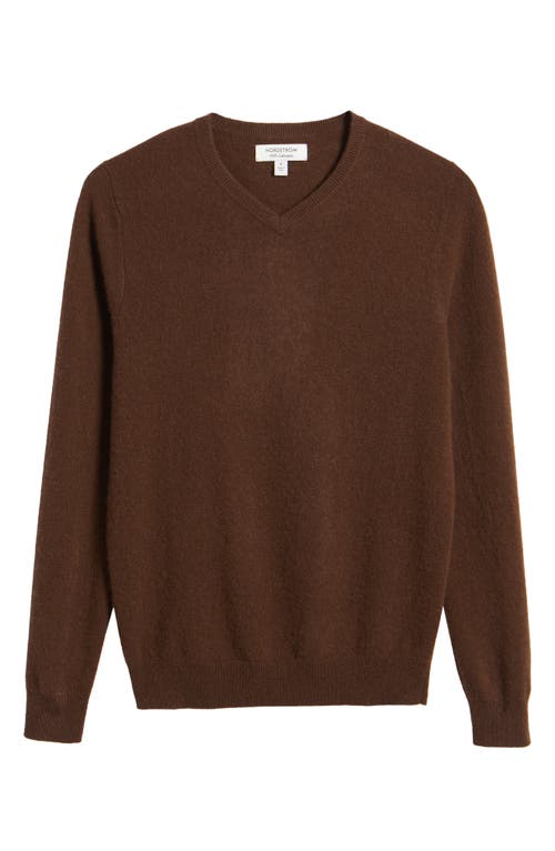 Nordstrom V-neck Cashmere Sweater In Brown Bitter