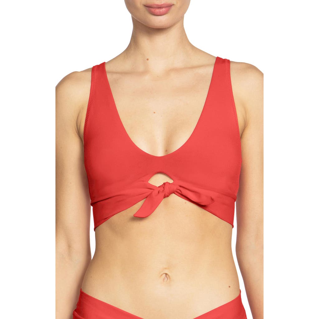 Robin Piccone Ava Knot Front Bikini Top In Red