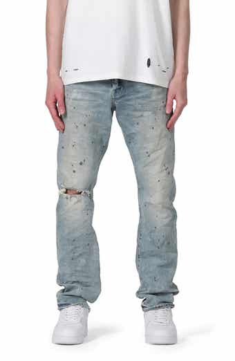 Purple Brand Skinny Fit Jeans In Paint Over Light Bleach Jacquard
