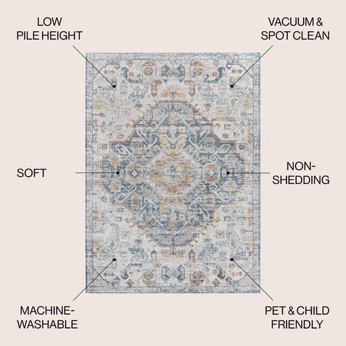Jonathan Y Shaemus Bohemian Medallion Low-pile Machine-washable Area Rug In Cream/blue/terra