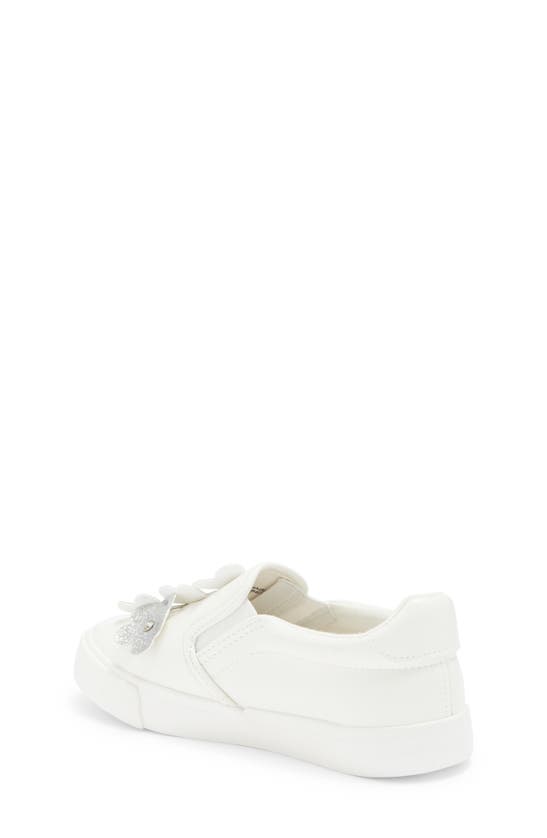 Olivia Miller Glitter Flower Slip-on Sneakers In White