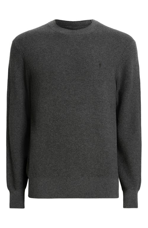 Shop Allsaints Oversize Cotton & Wool Waffle Crewneck Sweater In Carter Grey