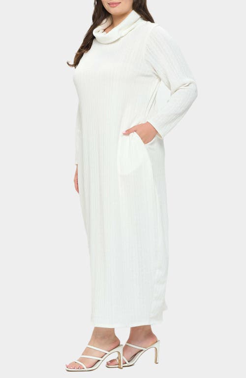 Shop L I V D Lana Cowl Neck Long Sleeve Maxi Sweater Dress In Ivory