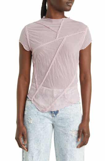 Topshop Asymmetric Ruched Lace Tank