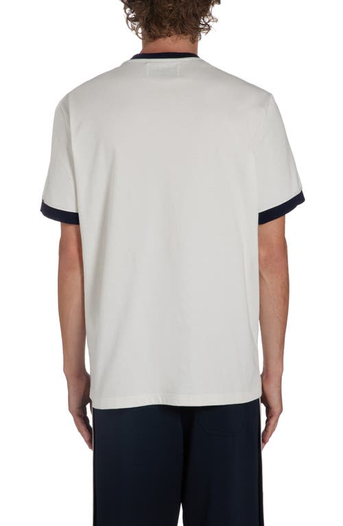 Golden Goose Star Cotton Ringer T-shirt In Heritage White/dark Blue