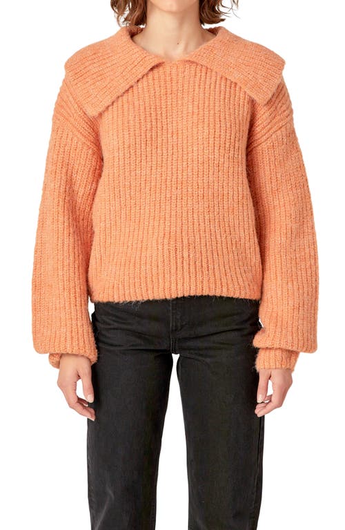 English Factory Collar Chunky Sweater In Peach