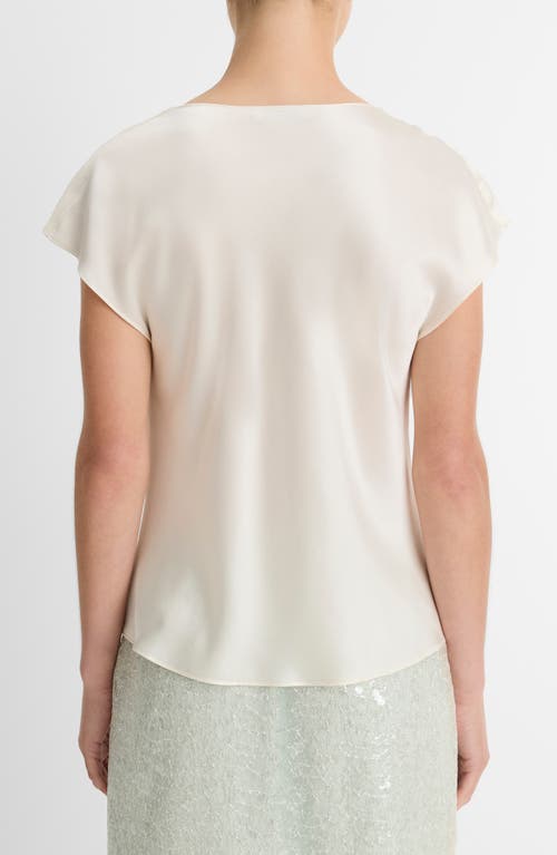 Shop Vince Cowl Neck Silk Blouse In Off White