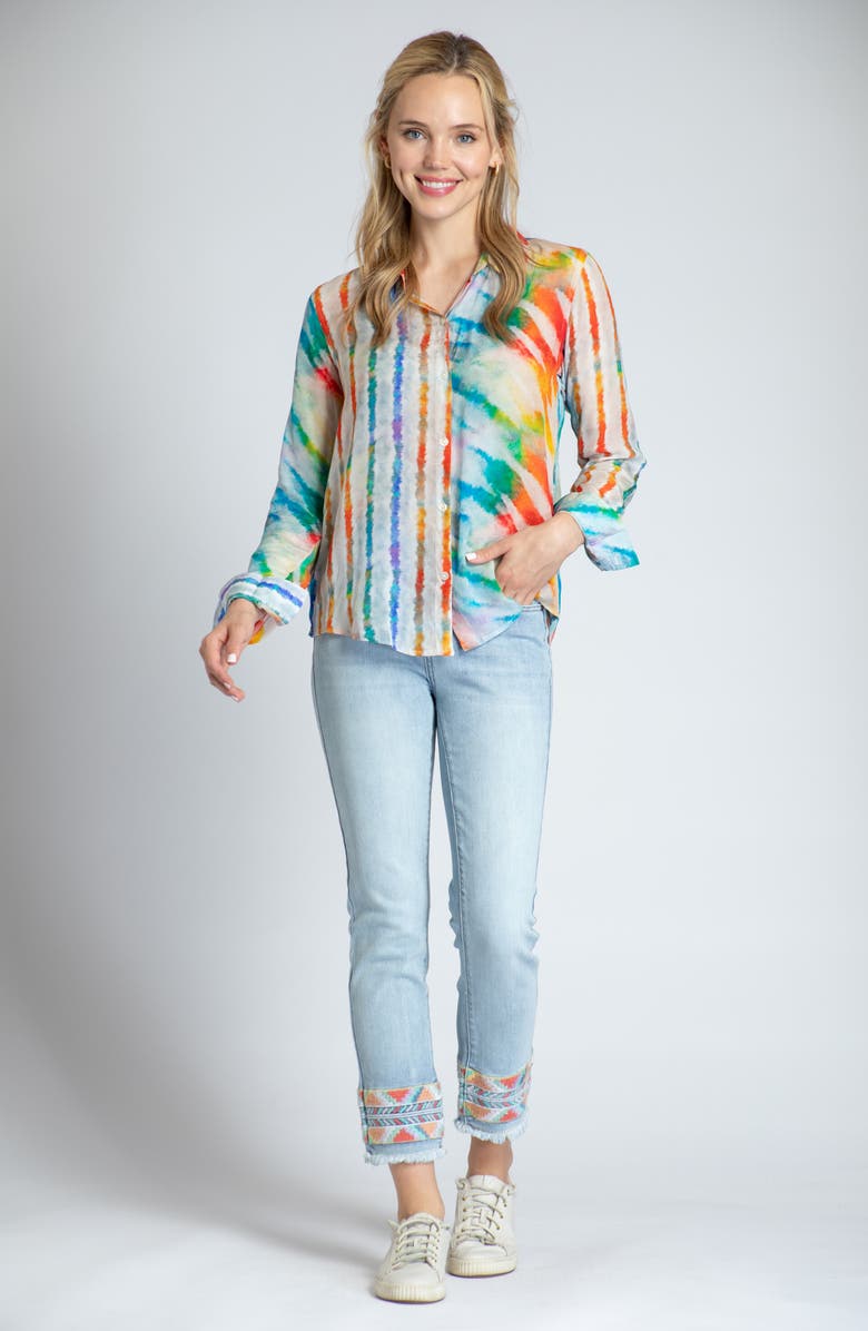 APNY Print Roll-Up Sleeve Chiffon Button-Up Shirt | Nordstrom