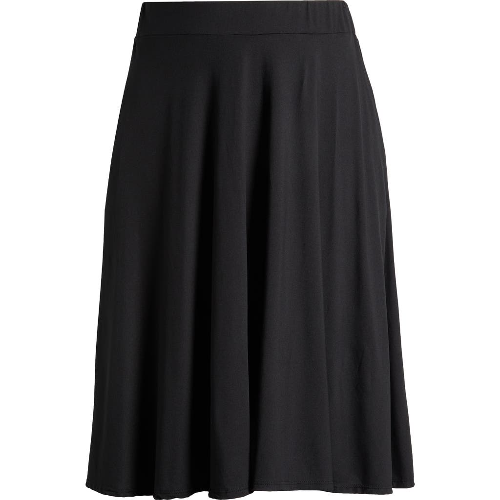 Shop 24seven Comfort Apparel Flowy Jersey Midi Skirt In Black