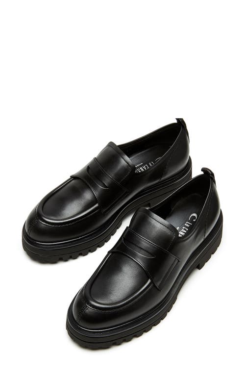 Shop La Canadienne Tray Waterproof Platform Penny Loafer In Black Leather