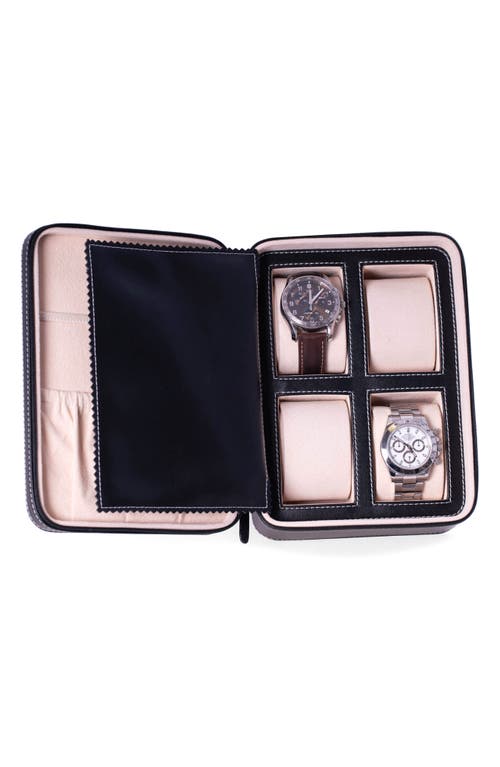 Shop Bey-berk Drake Leather Watch & Accessory Case In Black