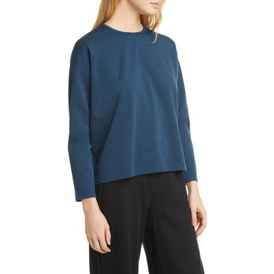Eileen Fisher Boxy Crewneck Top, Blue