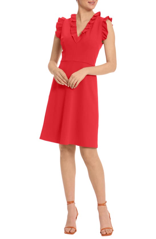 Maggy London Ruffle Sleeve Mini Dress In Racing Red